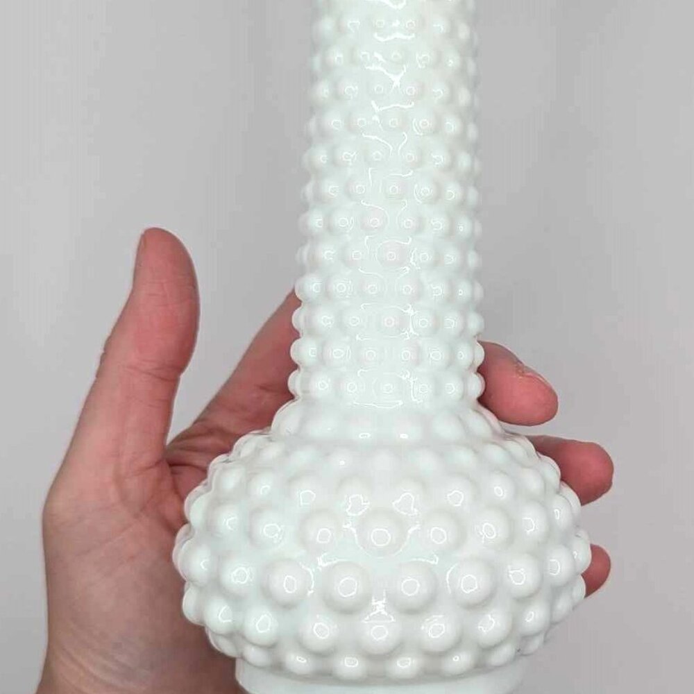 Vintage Hobnail Milk Glass White Bud Vase EO Brody Co USA Cottage Core MCM 7.5"